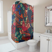 Rideaux De Douche Vibrant African Geometric Tribal Abstract Pattern  (En situation)