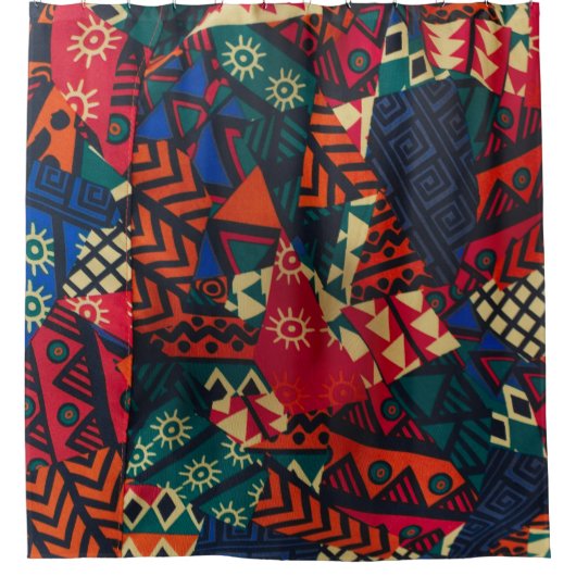 Rideaux De Douche Vibrant African Geometric Tribal Abstract Pattern  (Devant)