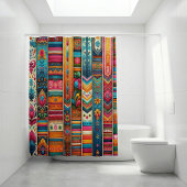 Rideaux De Douche Vibrant Boho Stripes : Art Textile Eclectique