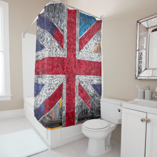Rideaux De Douche Vibrant Mosaic Union Jack Drapeau Vitrage (En situation)