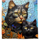 Rideaux De Douche Vibrant Mosaïque Chat Vitrage Vitré Artistique Fel (Devant)
