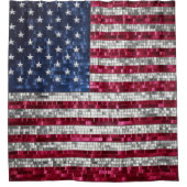 Rideaux De Douche Vibrant Mosaïque Drapeau Américain Vibré (Devant)