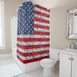 Rideaux De Douche Vibrant Mosaïque Drapeau Américain Vibré