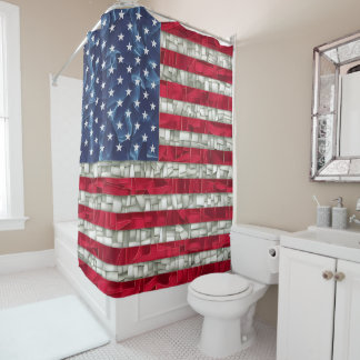 Rideaux De Douche Vibrant Mosaïque Drapeau Américain Vibré