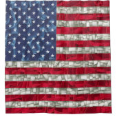Rideaux De Douche Vibrant Mosaïque Drapeau Américain Vibré (Devant)