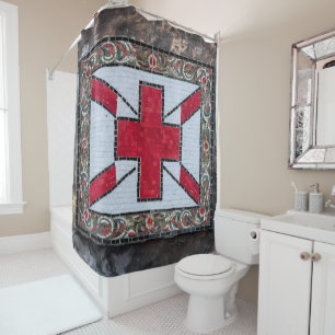 Rideaux De Douche Vibrant Mosaïque St. George's Drapeau en verre ten