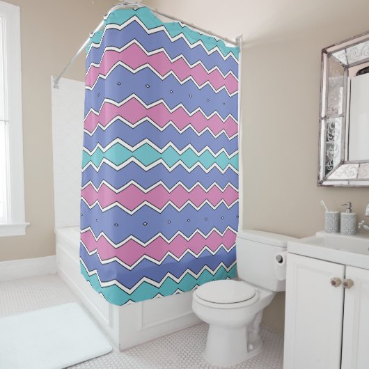 Rideaux De Douche Vibrant Peaks ZigZag (En situation)