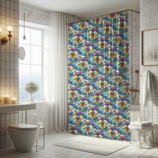 Rideaux De Douche Vibrant violet et bleu moderne motif floral