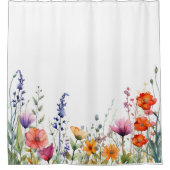 Rideaux De Douche Vibrant Watercolor Wildflowers Pattern (Devant)