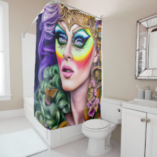 Rideaux De Douche Vibrement Bold LGBTQ Portrait Drag Queen Artwork