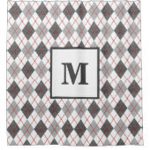 Rideaux De Douche Vichy Argyll Rouge Gris Argent Monogramme (Devant)