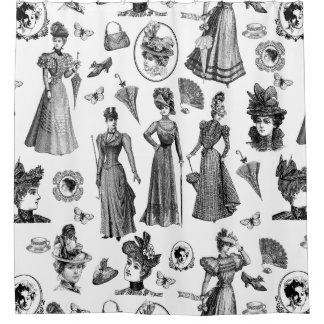 Rideaux De Douche victorian women's style antique butterfly toile