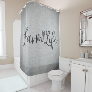 Rideaux De Douche Vie de Ferme Rustique Texture de Burlap Gris Capri