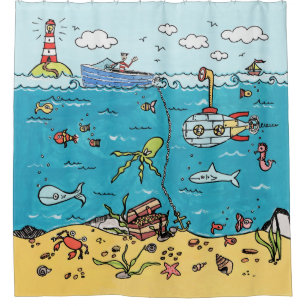 Rideaux De Douche Vie marine Sous La Mer Nautique