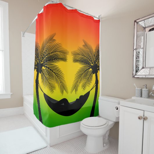 Rideaux De Douche Vie tropicale abstraite | Silhouette de hamac (En situation)