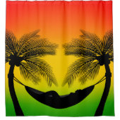 Rideaux De Douche Vie tropicale abstraite | Silhouette de hamac (Devant)