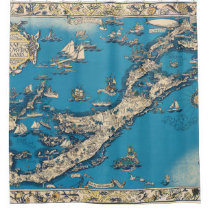 Rideaux De Douche Vieille carte vintage des îles de Bermudes