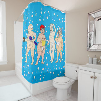 Rideaux De Douche Vieilles personnes amusantes couvertes de bulles