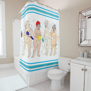 Rideaux De Douche Vieilles personnes amusantes couvertes de bulles