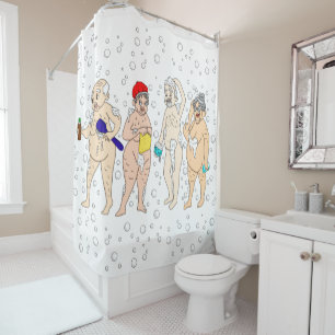 Rideaux De Douche Vieilles personnes amusantes couvertes de bulles