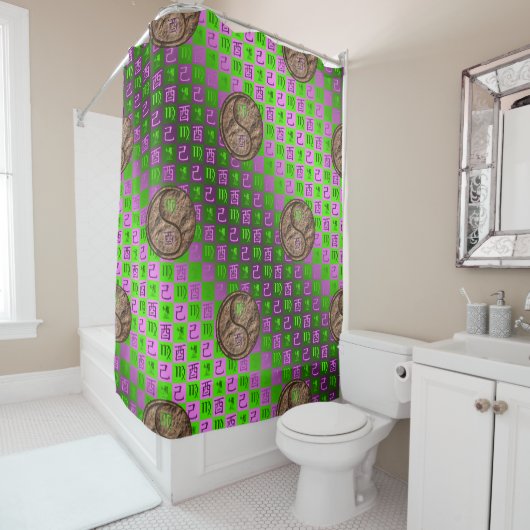 Rideaux De Douche Vierge & Coq de Terre (En situation)