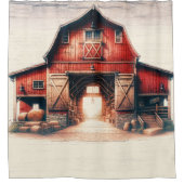 Rideaux De Douche Vieux Red Grange rustique Pays (Devant)