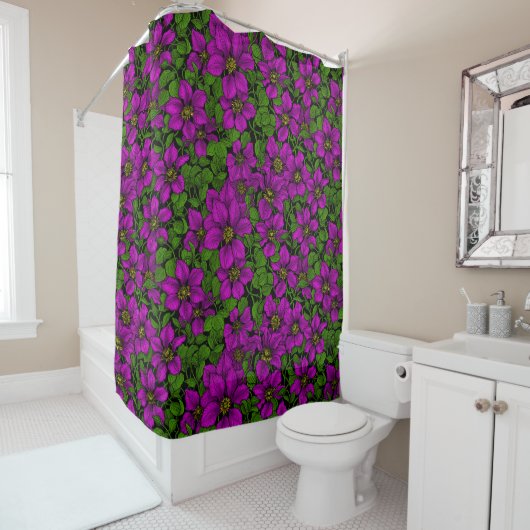 Rideaux De Douche Vigne Clematis rose (En situation)