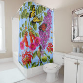 Rideaux De Douche vigne de trompette, buisson papillon, baume d'abei (En situation)