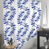 Rideaux De Douche Vignes à l'aquarelle bleue