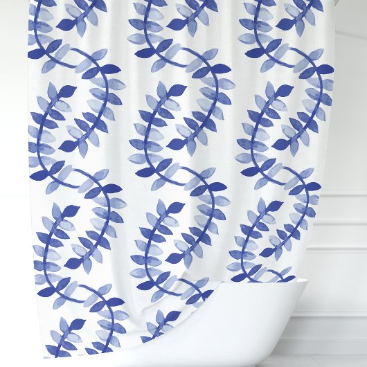 Rideaux De Douche Vignes à l'aquarelle bleue