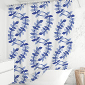 Rideaux De Douche Vignes à l'aquarelle bleue