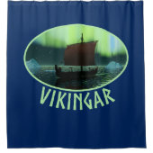 Rideaux De Douche Viking Navire Et Lumières Du Nord (Devant)