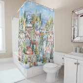 Rideaux De Douche Village d'hiver Blue Mountain Snowy (En situation)