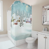 Rideaux De Douche Village paysage d'hiver avec maisons couvertes de  (En situation)