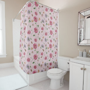 Rideaux De Douche Vin floral rose et violet