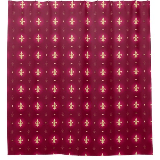 Rideaux De Douche Vin rouge et Gold Fleur De Lis Curtain (Devant)