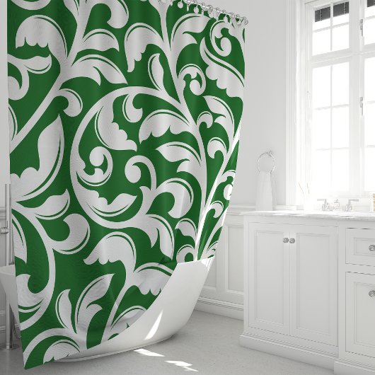 Rideaux De Douche Vin vert de la forêt Damask Floral