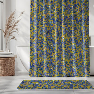 Rideaux De Douche Vincent Van Gogh Irises sur Cobalt Bleu Moutarde