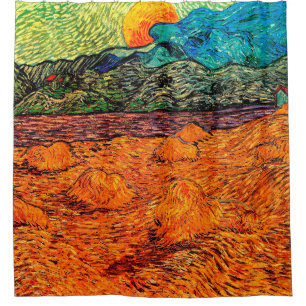 Rideaux De Douche Vincent Van Gogh - Paysage du soir avec lune monta
