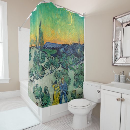 Rideaux De Douche Vincent van Gogh - Paysage Lune avec couple (En situation)