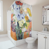 Rideaux De Douche Vincent Van Gogh - Rose Et Anémones 1890 (En situation)