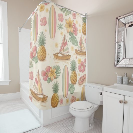 Rideaux De Douche Vintage Aloha (En situation)