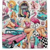 Rideaux De Douche Vintage années 1950 mignon Motif (Devant)