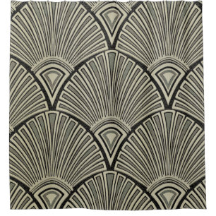 Rideaux De Douche vintage, Art nouveau, beige, gris, art déco, fran