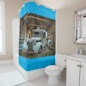 Rideaux De Douche Vintage Blue Truck Rustic (En situation)