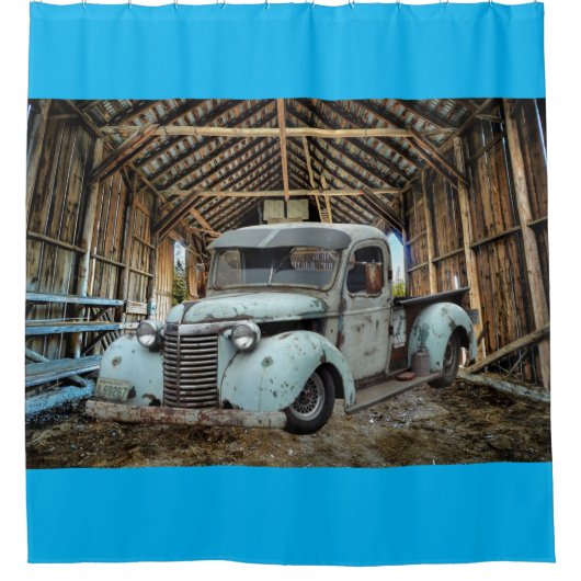 Rideaux De Douche Vintage Blue Truck Rustic (Devant)