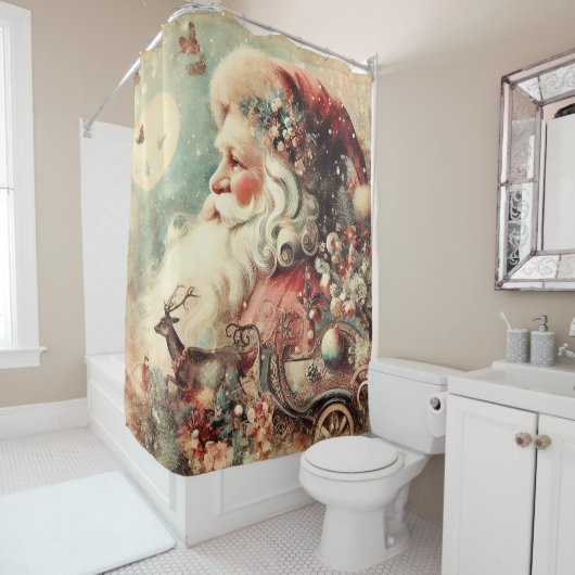Rideaux De Douche Vintage Christmas Shower Curtain (En situation)