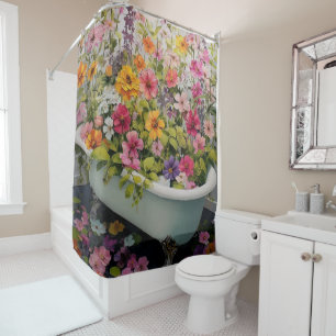 Rideaux De Douche Vintage Cottage Botanical Farmhouse