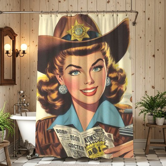 Rideaux De Douche Vintage Country Pulp Girl
