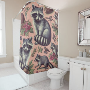 Rideaux De Douche Vintage Cute Racoon